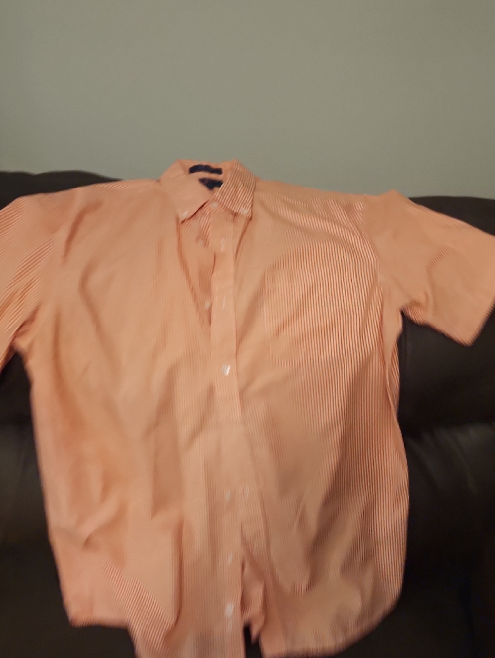 Saddlebred Orange and White Striped Short-Sleeve Button-Down Shirt